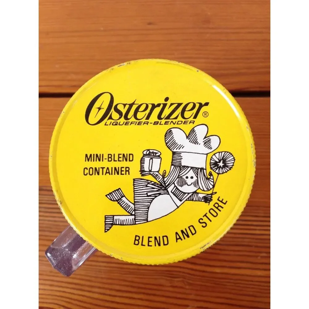 Vintage Oster Osterizer Mini Blend Store Clear Plastic Container Cup w/ Lid